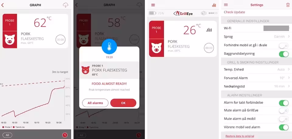 GrillEye Pro Plus - Test af det nye WiFi - Bluetooth grilltermometer GrillEye Pro App Min