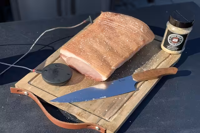 Dry Aged Flæskesteg klar til at komme på grillen