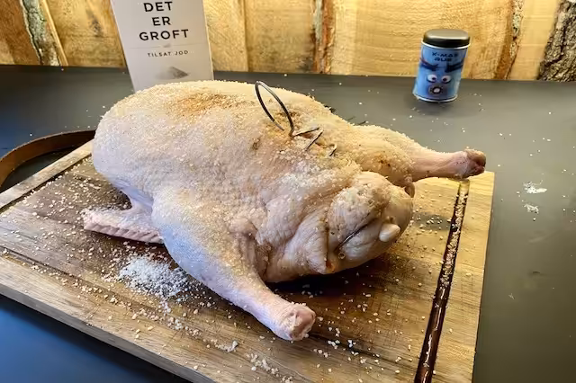 Lukket og saltet And klar til at komme på grillen