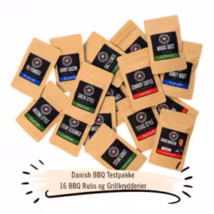 Danish BBQ Testpakke | 16 BBQ Rubs og Grillkrydderier