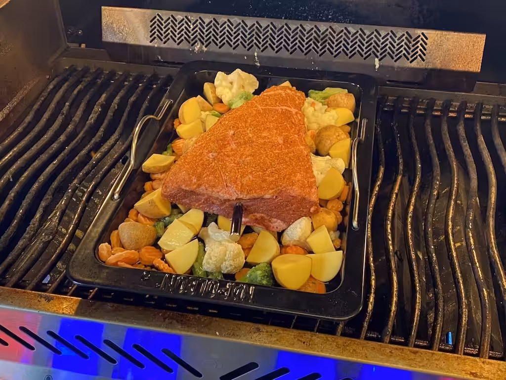 US Cuvette i fad på grillen
