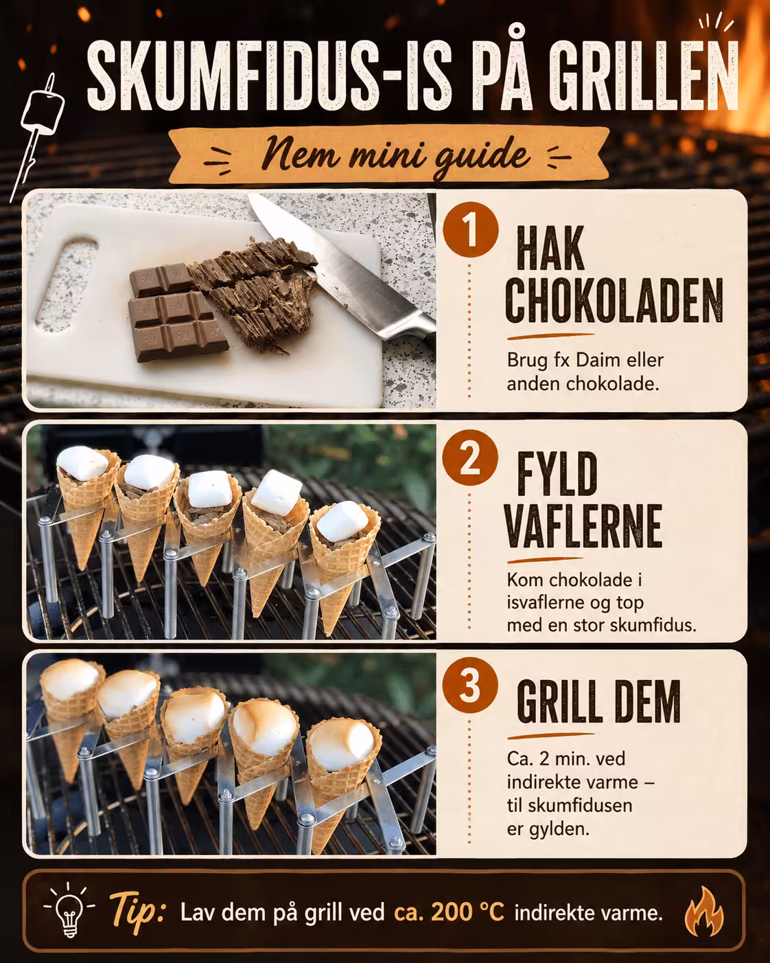Skumfidus-is på grill – nem dessert med chokolade Skumfidus-is på grill – nem mini-guide