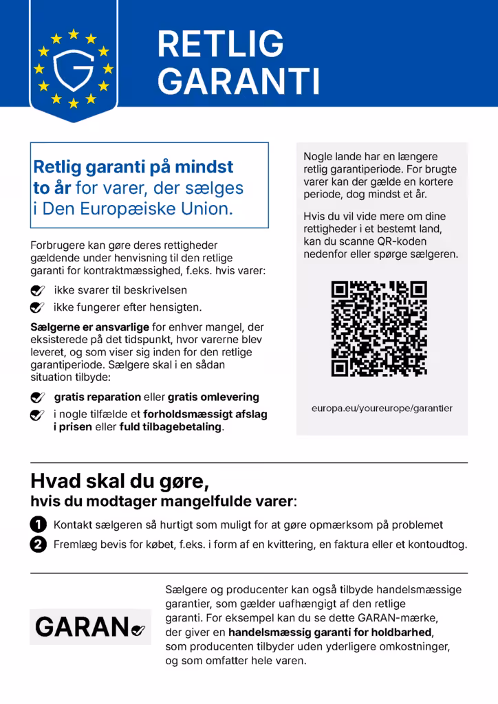 legal guarantee notice da